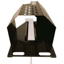 Alternative view of FM10 Log Splitter Work Bench Log Catching Tray and Safety Guard for Electric Log Splitter