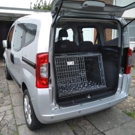 fiat qubo, car dog cage, travel pet crate