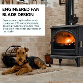 Alternative view of SF-SF SuperFast Semi-Heated Log Burner Fan: Rapid Heat Distribution, Energy-Efficient, Reduced Drag Blade Design