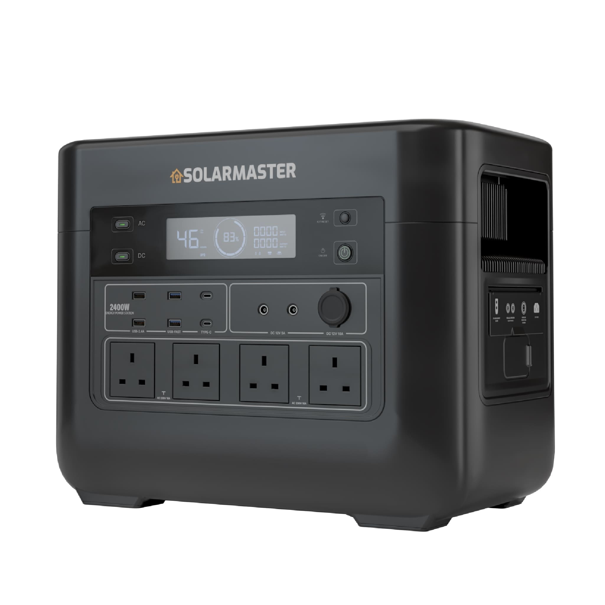 Solar Master GEN-2400 ‘Atlas’ Portable Power Station | 2150Wh, 2400W (4800W Peak) 2 Solar Master GEN-2400 'Atlas' bærbar strømstation | 2150 Wh, 2400 W (4800 W spidsbelastning)