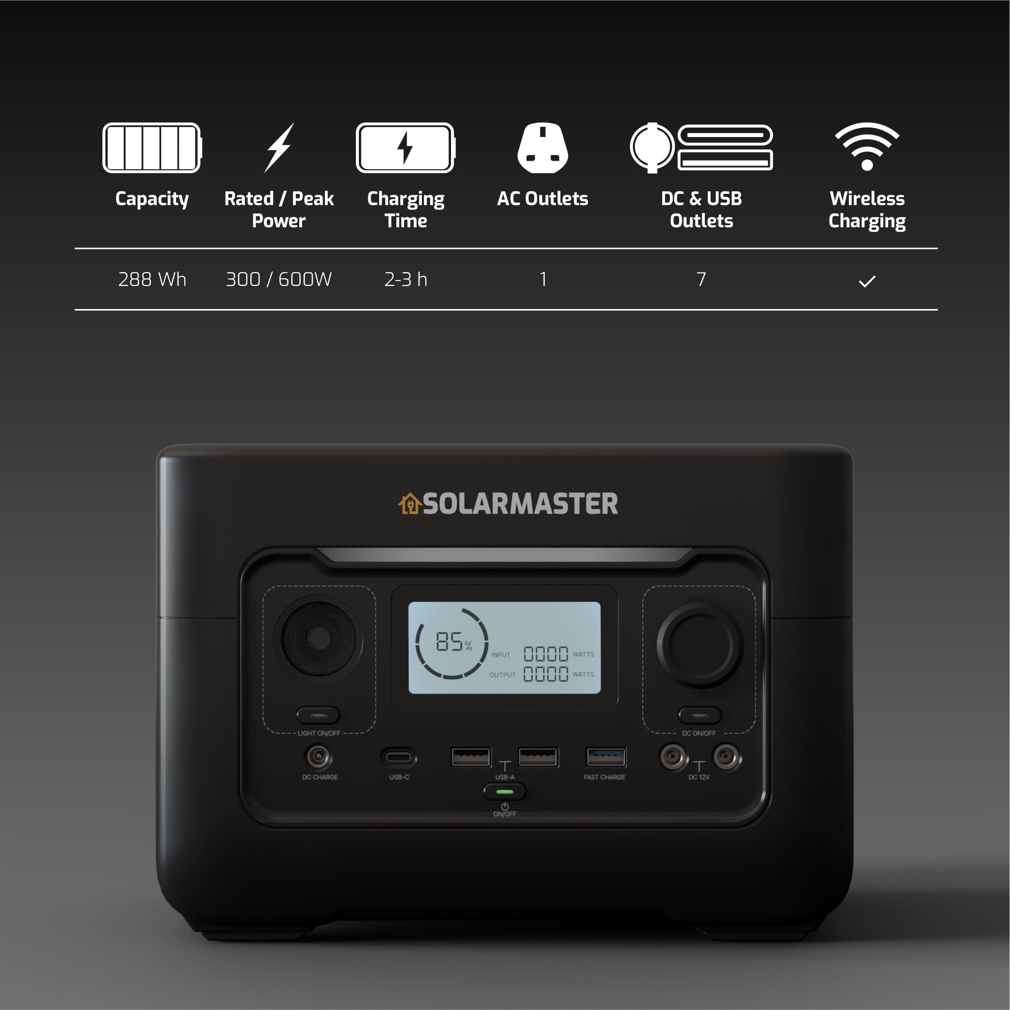 Solar Master GEN-300 ‘Scout’ Portable Power Station | 288Wh, 300W (600W Peak) 4 Solar Master GEN-300 ‘Scout’ Portable Power Station | 288Wh, 300W (600W Peak) - Image 3