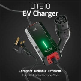 Alternative view of LITE10 Series - Type 2 EV Charger | 10A Fixed Current, Plug & Play Simplicity, Weatherproof, UK Plug