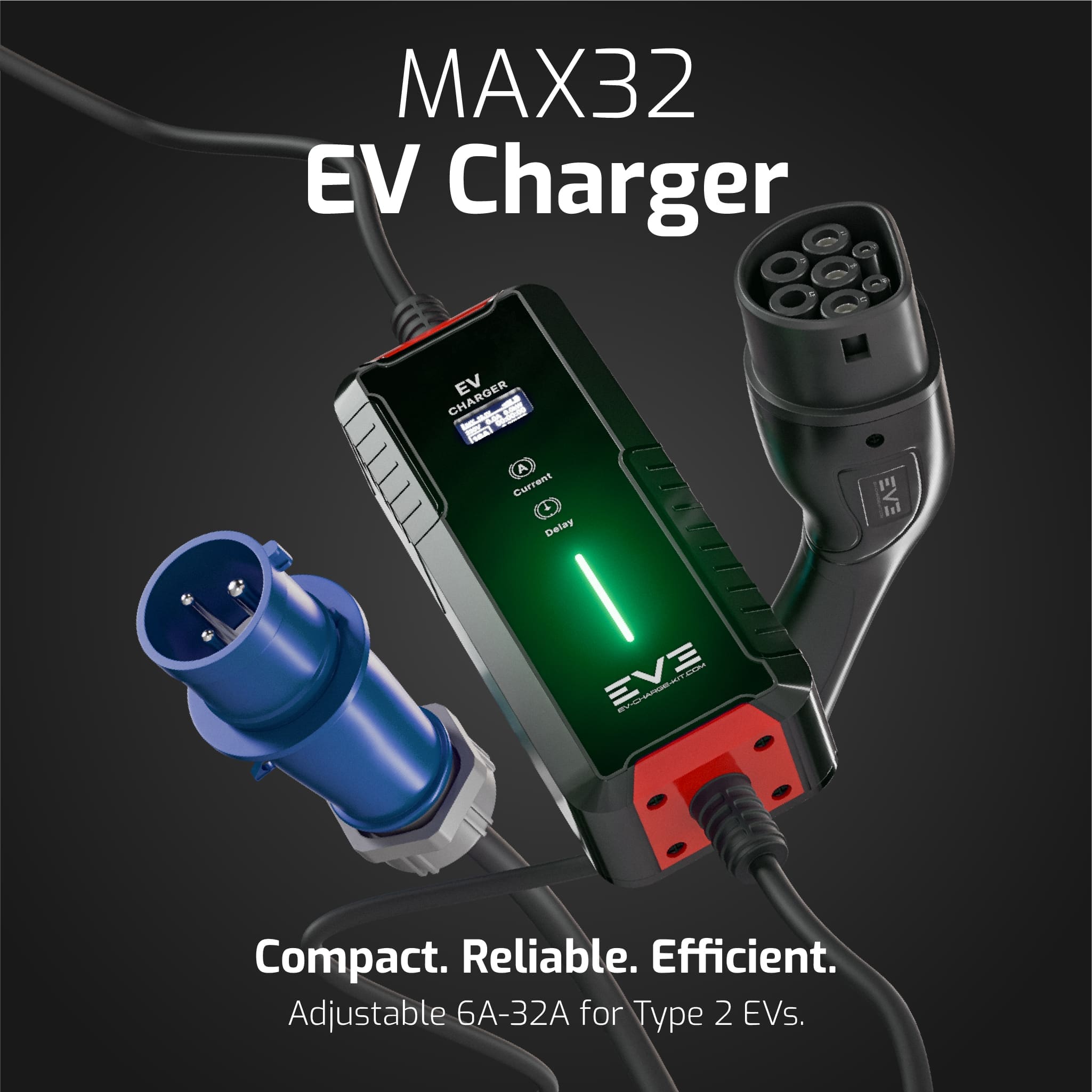 MAX32 Series – Type 2 EV Charger | Adjustable 6A-32A, Smart Connectivity, Weatherproof, Blue Commando Plug 3 MAX32 Series – Type 2 EV Charger | Adjustable 6A-32A, Smart Connectivity, Weatherproof, Blue Commando Plug - Image 2