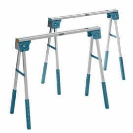 Folding Sawhorse Pair – Adjustable-Height Trestles with Timber Hooks & Non-Slip Feet | Portable Workbench Supports