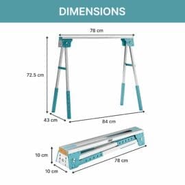 Alternative view of Folding Sawhorse Pair – Adjustable-Height Trestles with Timber Hooks & Non-Slip Feet | Portable Workbench Supports