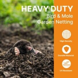 Heavy-Duty Garden Netting | Bird & Mole Protection | Mesh Barrier for Crops, Lawns, Ponds & Allotments (Pay Per Metre)