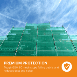 Alternative view of Heavy-Duty Green Scaffolding Debris Netting – 2m x 50m Roll