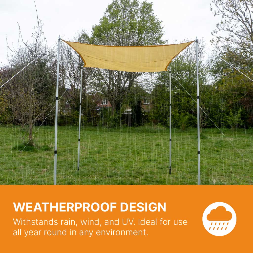 Shade Sail with Poles – UV-Resistant, Weatherproof Garden Canopy | Adjustable Telescopic Sun Shade for Patio, Camping & Events 5 Shade Sail with Poles – UV-Resistant, Weatherproof Garden Canopy | Adjustable Telescopic Sun Shade for Patio, Camping & Events - Image 3