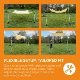 Alternative view of Shade Sail with Poles – UV-Resistant, Weatherproof Garden Canopy | Adjustable Telescopic Sun Shade for Patio, Camping & Events