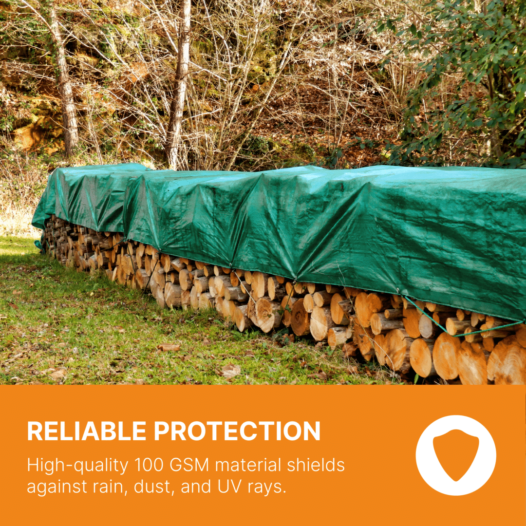 Tarpaulin – Tough, Waterproof, & Versatile Protection (100gsm, Green) 5 Tarpaulin – Tough, Waterproof, & Versatile Protection (100gsm, Green) - Image 3